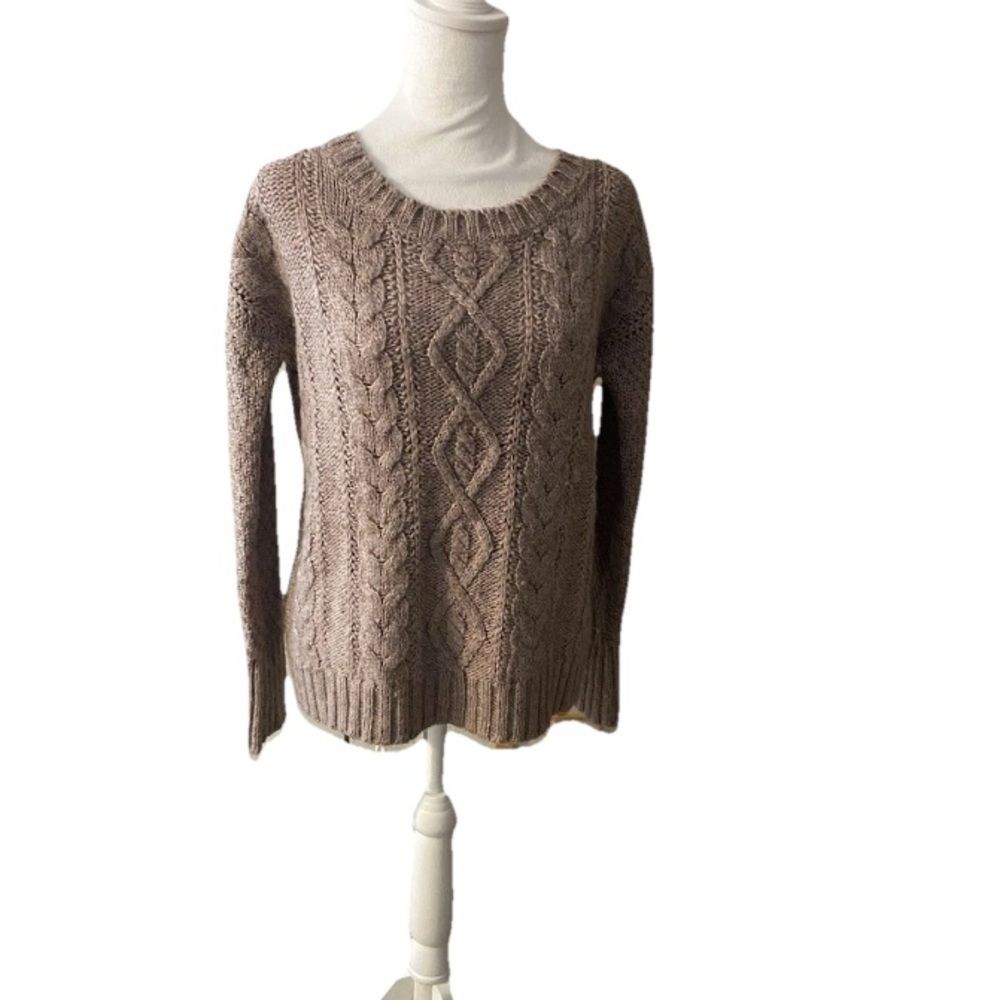 If It Were Me Women's Purple -  Grey Wool Blend Cable Knit Sweater - Size Small